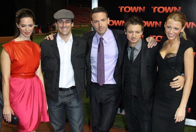 Ben Affleck, black suit, purple tie, The Town premiere, Blake Lively, Rebecca Hall, Jon Hamm, Jeremy Renner